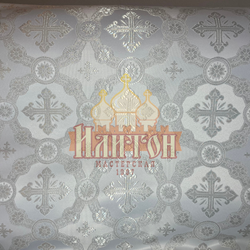 Парча "Гуслица" белая с серебром