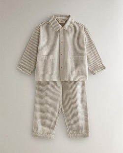 ZARA HOME ДЕТСКАЯ ПИЖАМА НА РОЖДЕСТВЕНСКУЮ ТЕМАТИКУ В ПОЛОСКУ, ЖЕЛТОВАТО-БЕЛЫЙ