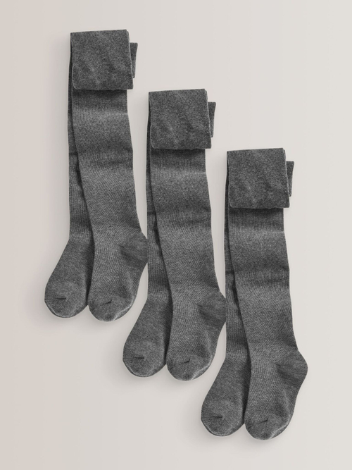 Колготки хлопоквые для девочки Next 799-274, 3 шт., Серый