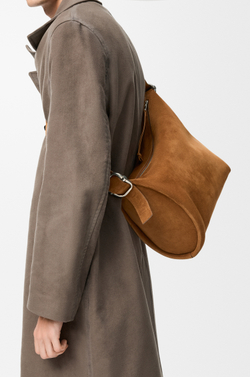 Loewe Сумка-ведро Loop из замшевой телячьей кожи, табачный
