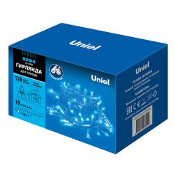 ULD-S1000-120-TWK BLUE IP67 Гирлянда светодиодная с эффектом мерцания. 10м. Соединяемая. 120 светодиодов. Синий свет. Провод белый. TM Uniel.