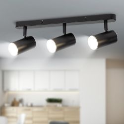 Светильник настенно-потолочный спот ЭРА OL35-3 BK MR16 GU10 IP20 черный хром | Накладные светильники