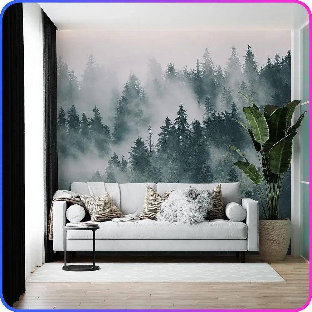 Фотообои 3d на стену флизелиновые Туманный лес 300х270 см Luxury Walls AM13103