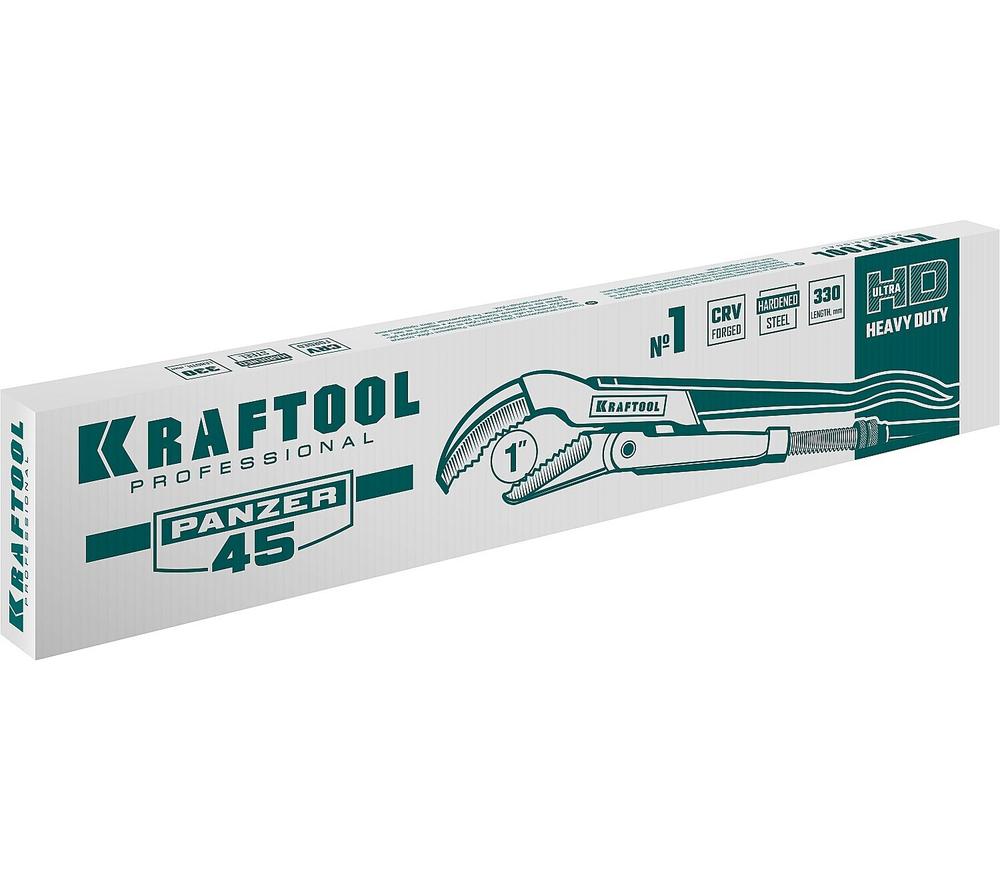 KRAFTOOL PANZER-45, №1, 1″, 330 мм, трубный ключ с изогнутыми губками (2735-10)