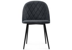 Стул на металлокаркасе Зест микровелюр серый / черный глянец