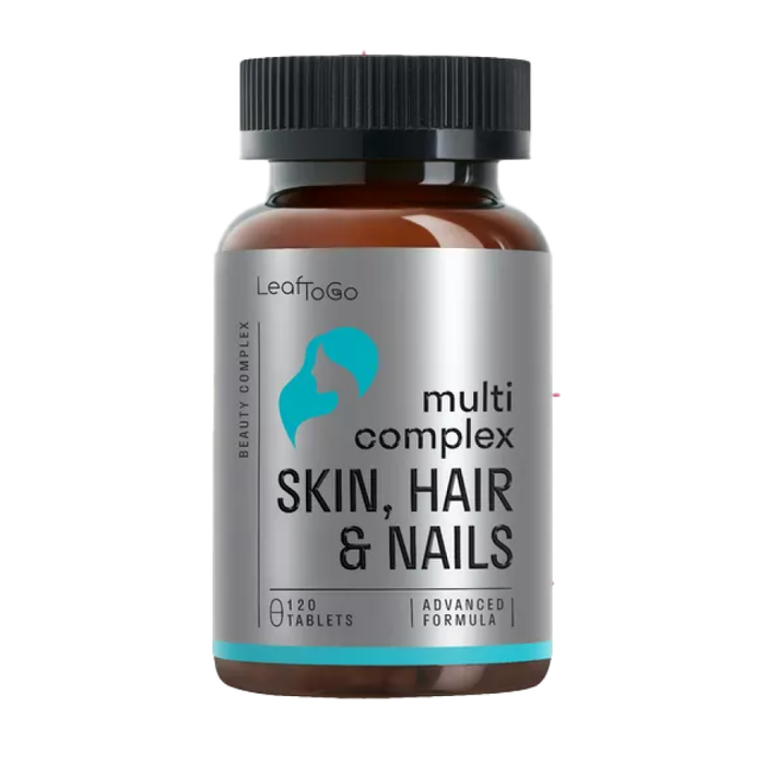 Мультивитаминный комплекс для кожи, волос и ногтей, Multi complex Skin, Hair &amp; Nails, Leaf To Go, 120 таблеток