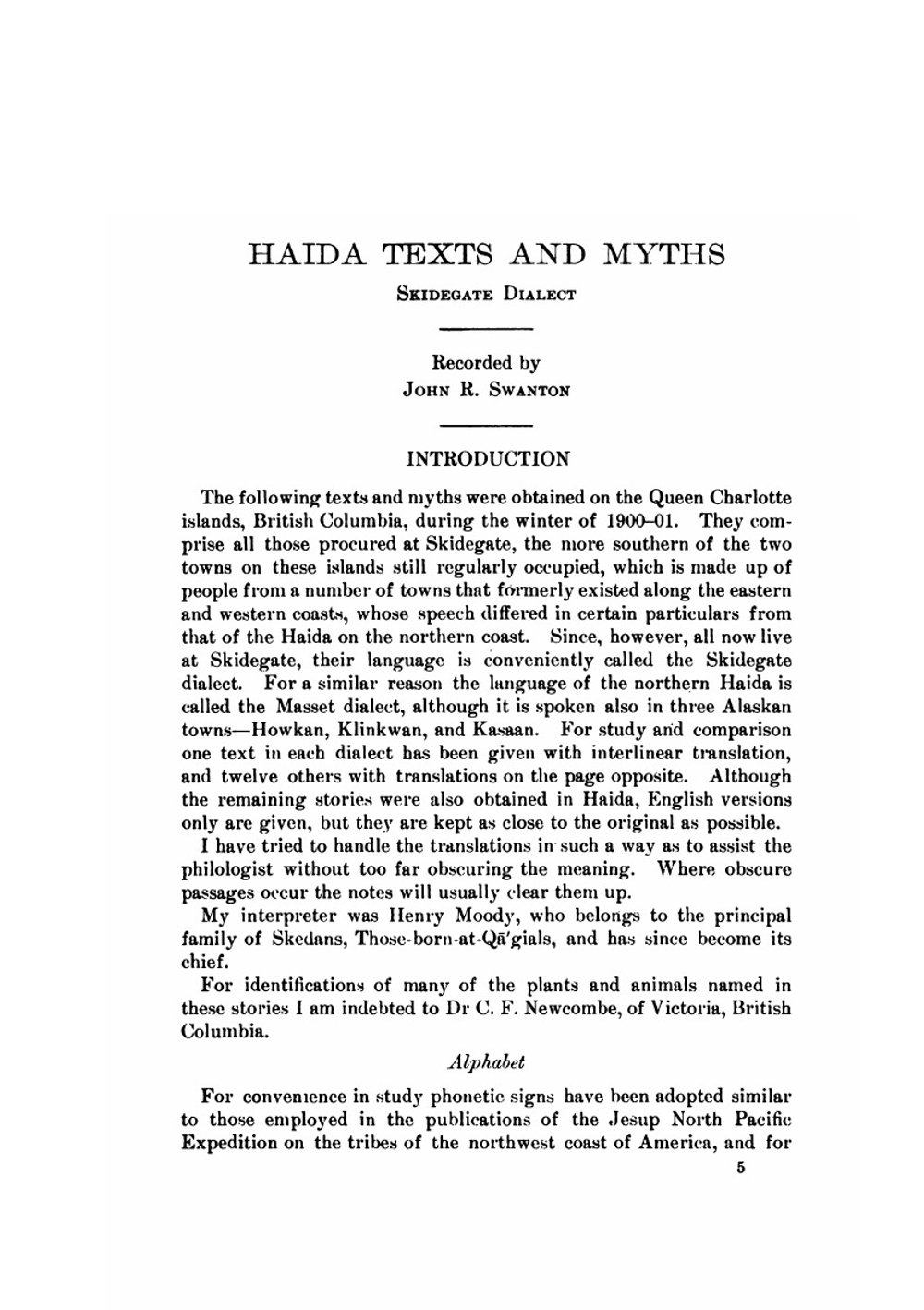 Haida Texts and Myths. Skidegate Dialect | John R. Swanton