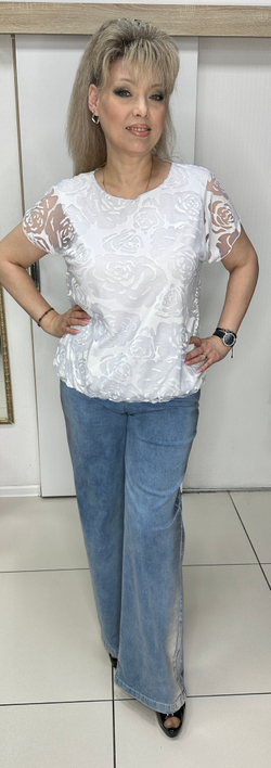 Двойной белый блузон с шифоновым верхом