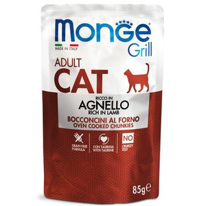 Влажный корм Monge Cat Grill для взрослых кошек, из новозеландского ягненка, паучи 85 г Влажный корм Monge Cat Grill для взрослых кошек, из новозеландского ягненка, паучи 85 г