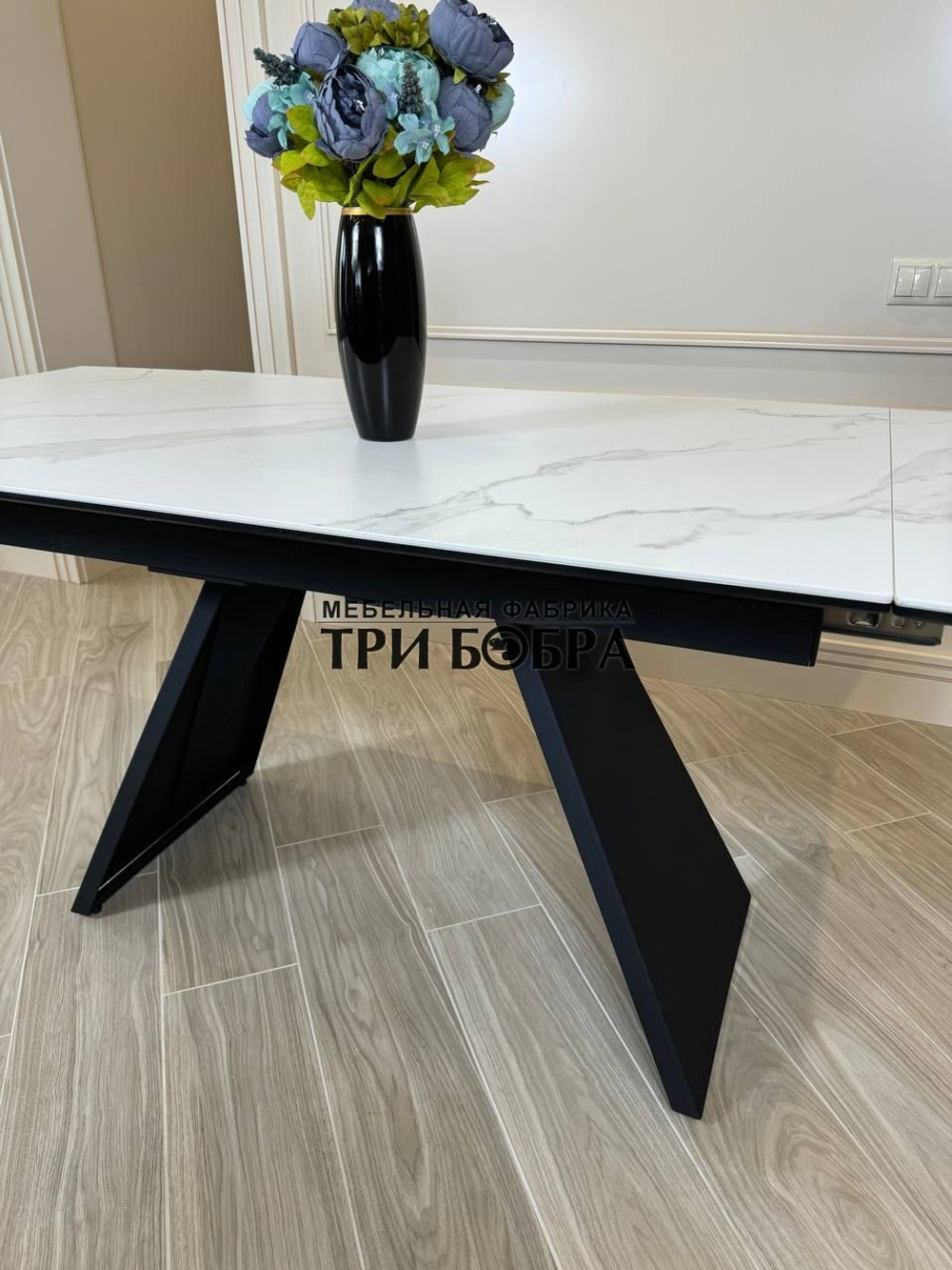 Кухонный раскладной стол "Хилтон", белый мрамор