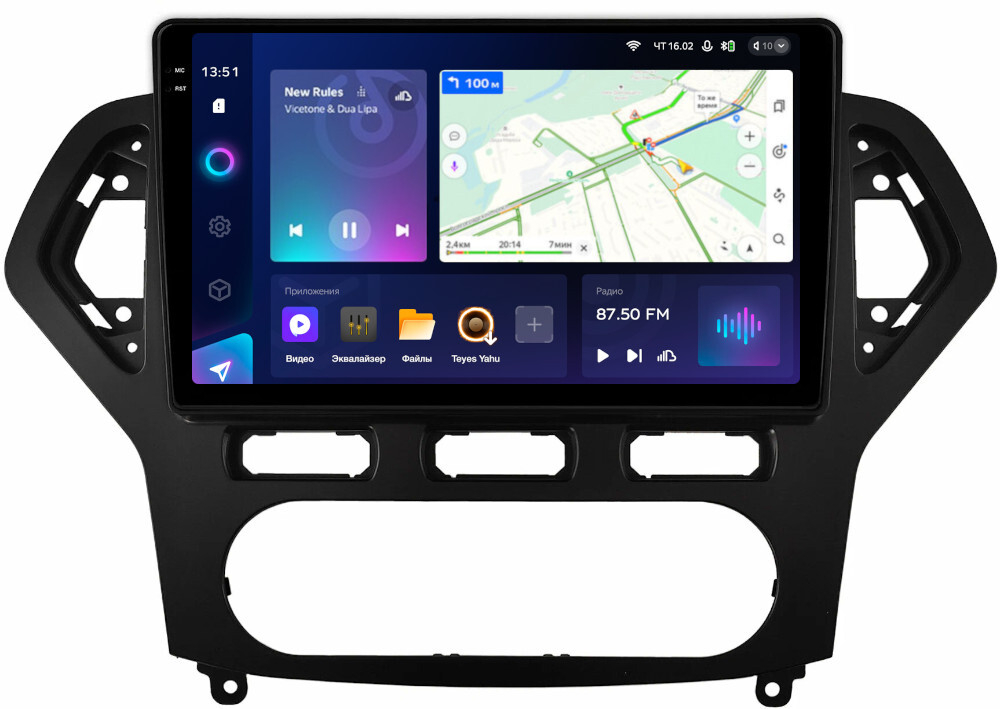 Магнитола для Ford Mondeo 4 2007-2010 (рамка чёрная) - Teyes CC3-2K на Android 10, 2K QLED, ТОП процессор, CarPlay, 4G SIM-слот