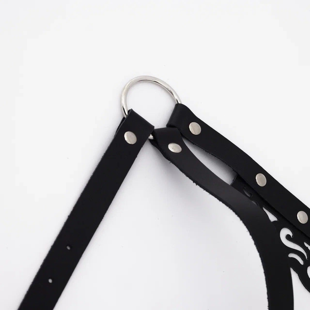 Черная резная портупея с клепками (Цвет: черный)