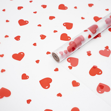 Пленка ма-я Сердечки разные КРАСНЫЙ 70см*200гр