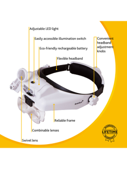 Лупа налобная с аккумулятором Levenhuk Zeno Vizor HR6