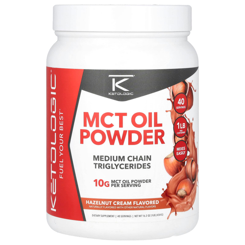 KetoLogic, порошок из масла MCT, с кремом из фундука, 454 г (1 фунт)