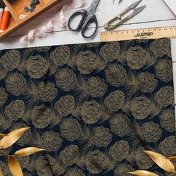 Ткань габардин шишки в стиле паутинка