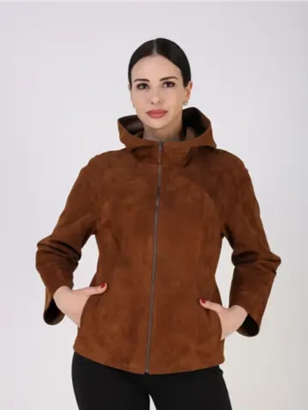 Куртка демисезонная замшевая двухсторонняя с капюшоном