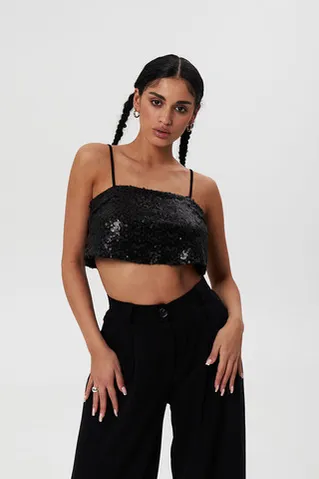 Топ прямого кроя на бретелях черного цвета