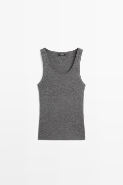 Massimo Dutti Топ из шерсти в рубчик, серый