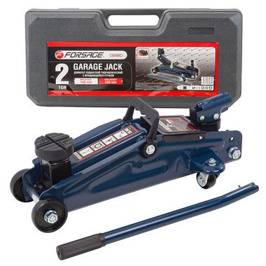 Домкрат подкатной гидравлический 2 т с вращающейся ручкой 180 градусов(h min 140мм, h max 340мм,вес 10 кг) с резиновой накладкой в кейсе Forsage F-TH22005C кейс