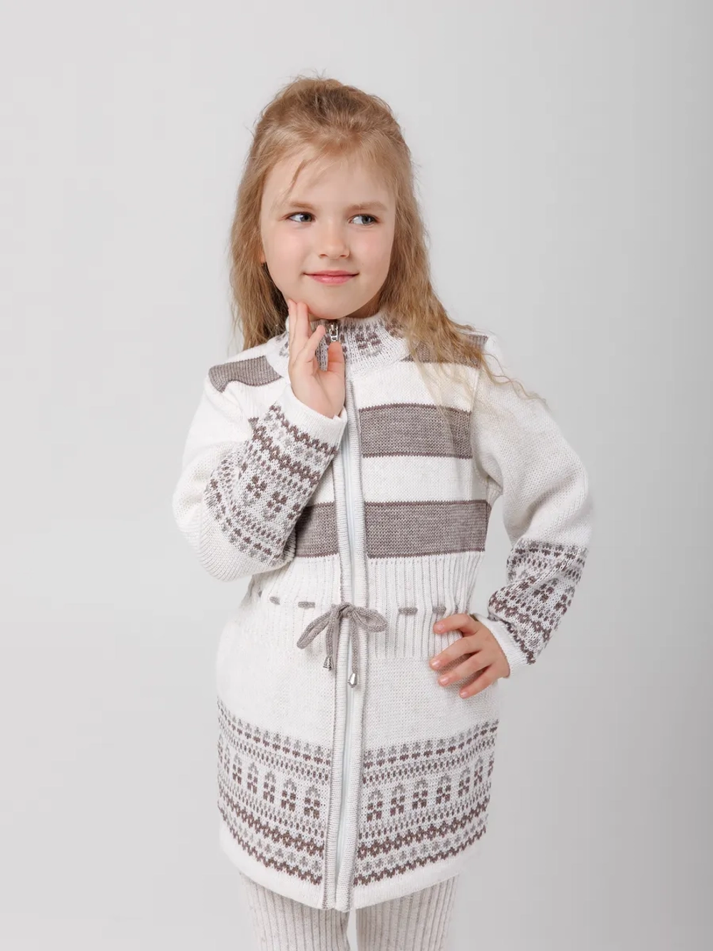 Кардиган вязаный на молнии для девочки