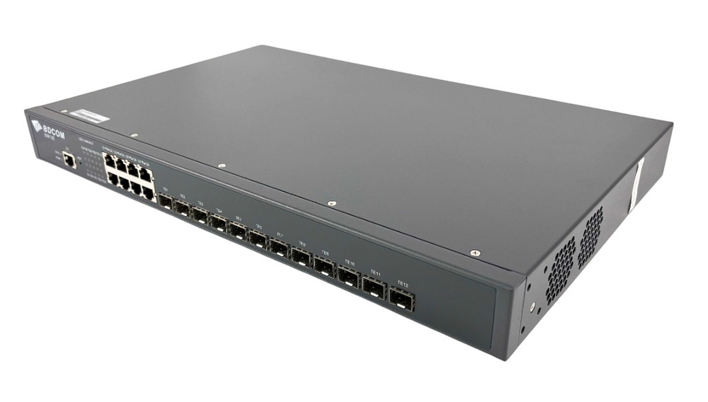 Управляемый коммутатор BDCOM S5612E-2AC, 8 SFP 1Гбит/с, 12 SFP+ 10Гбит/с, L4, 2 БП