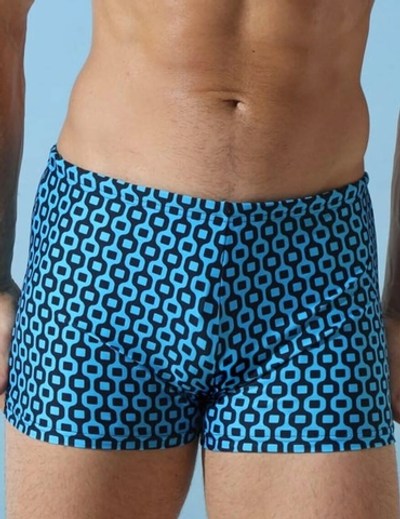 Мужские пляжные боксеры +size с геометрическим принтом (Размер: XXXL) (Цвет: черный)