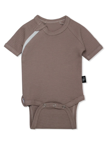 Боди на молнии с коротким рукавом Вафля Тауп Грей