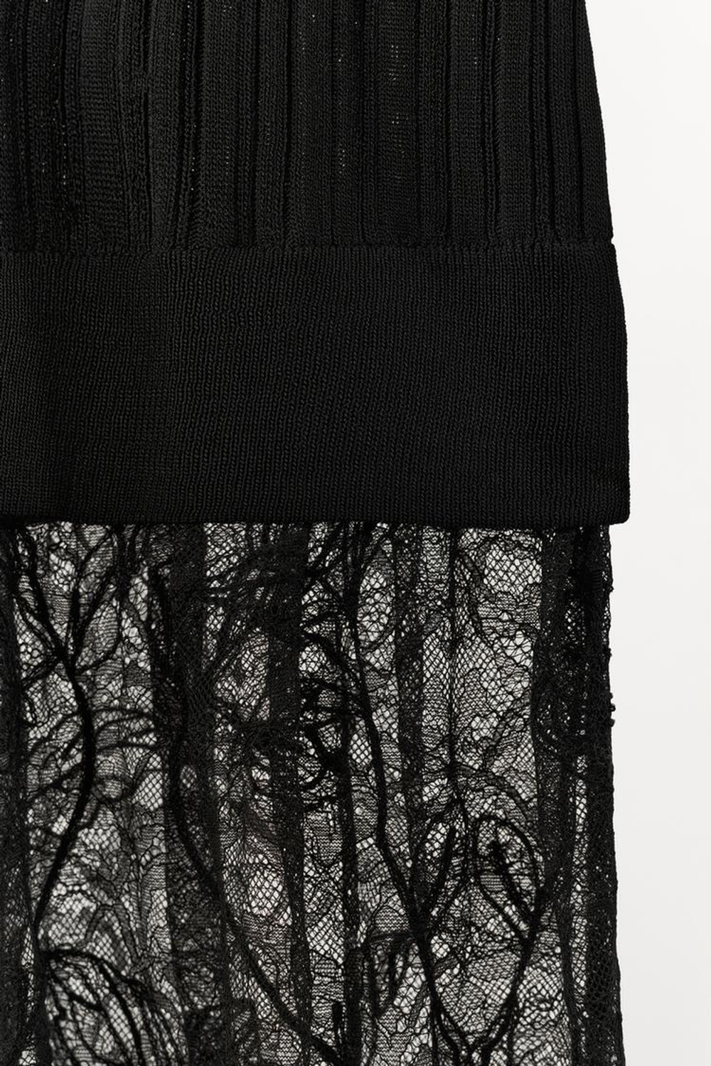 ZARA ТРИКОТАЖНОЕ ПЛАТЬЕ С КРУЖЕВОМ, ЧЕРНЫЙ