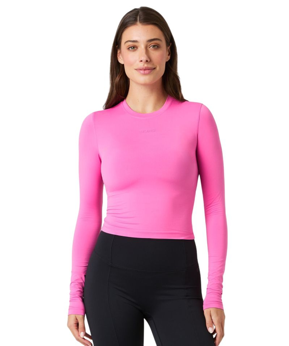 Женская теннисная футболка с длинным рукавом Björn Borg Studio Soft Cropped - ibis rose