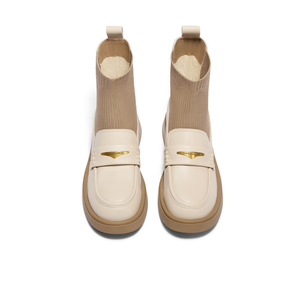 BELLE Ankle Boots 4cm Women"s Ecru Black