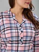 Блузка БЛ-22/клеткарозовый-индиго