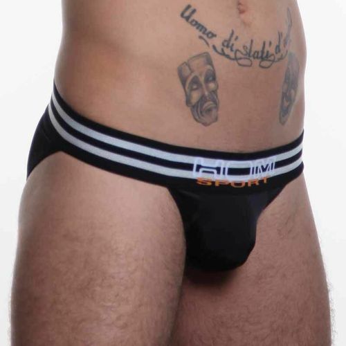 Мужские трусы танга черные HOM Sports Color Therapy Tanga Brief Black