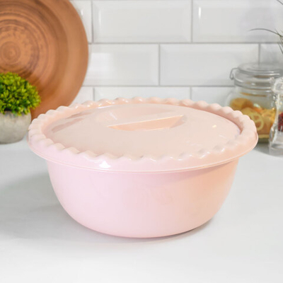 Миска 5л круглая с крышкой, чайная роза