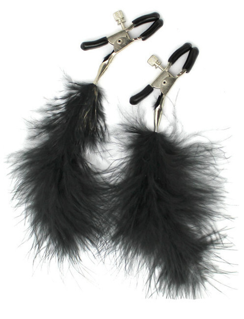 Зажимы для груди с чёрным пёрышком, регулируемые (Цвет: черный)