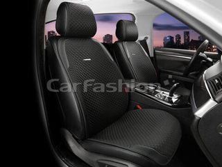 Накидки сидений перед CarFashion (2шт) -Фронт 2D «SLEEK FRONT» 26344 -Эко+полиэстр черн/черн/серый