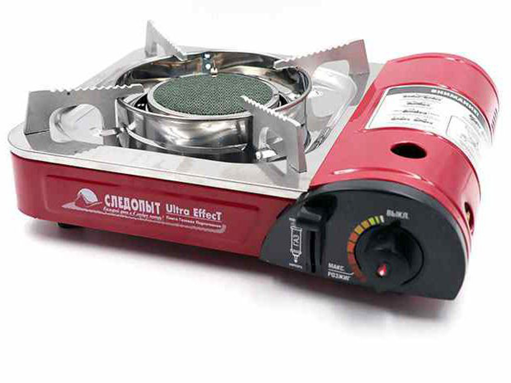 Газовая плита СЛЕДОПЫТ UltrA Effect 2,2кВт 330х290х90мм керамическая поверхность с переходником