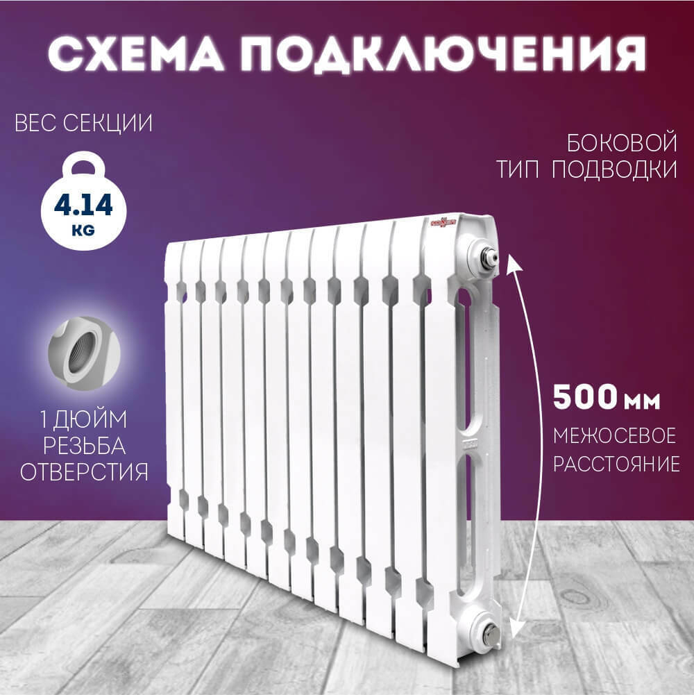Радиатор чугунный модель KONNER Модерн-500 12 СЕКЦИЙ
