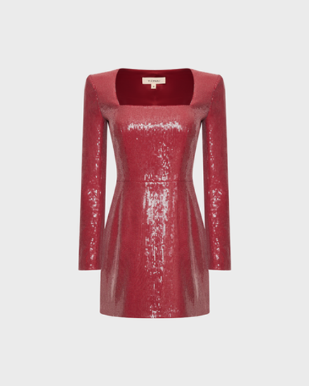 Платье мини с вырезом каре