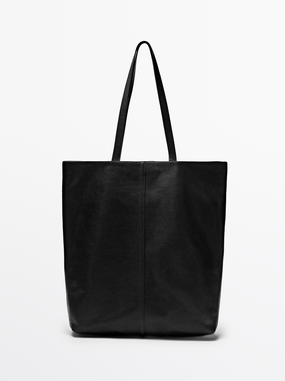 Massimo Dutti Сумка-тоут из кожи наппа, черный