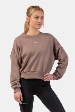 Свитшот женский Nebbia 420 Loose Fit Sweatshirt “Feeling Good” Brown