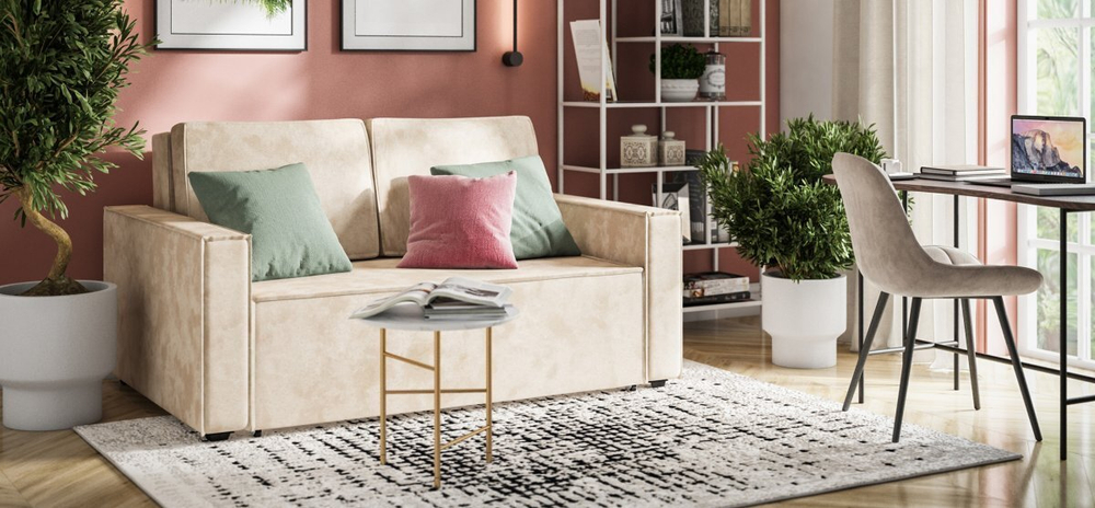 Диван Норд двухместный Велюр Алькантара пепел