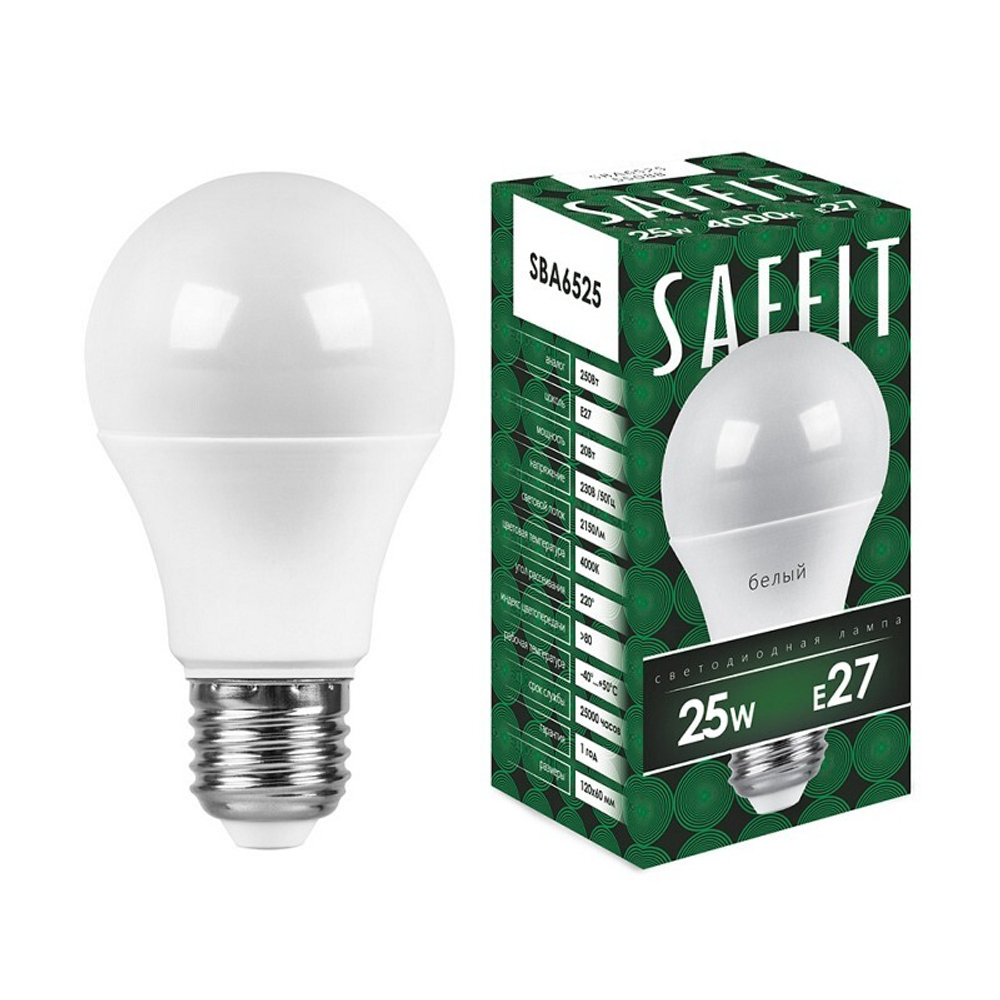 Лампа светодиодная. 25W 230V E27 4000K A65. SBA6525