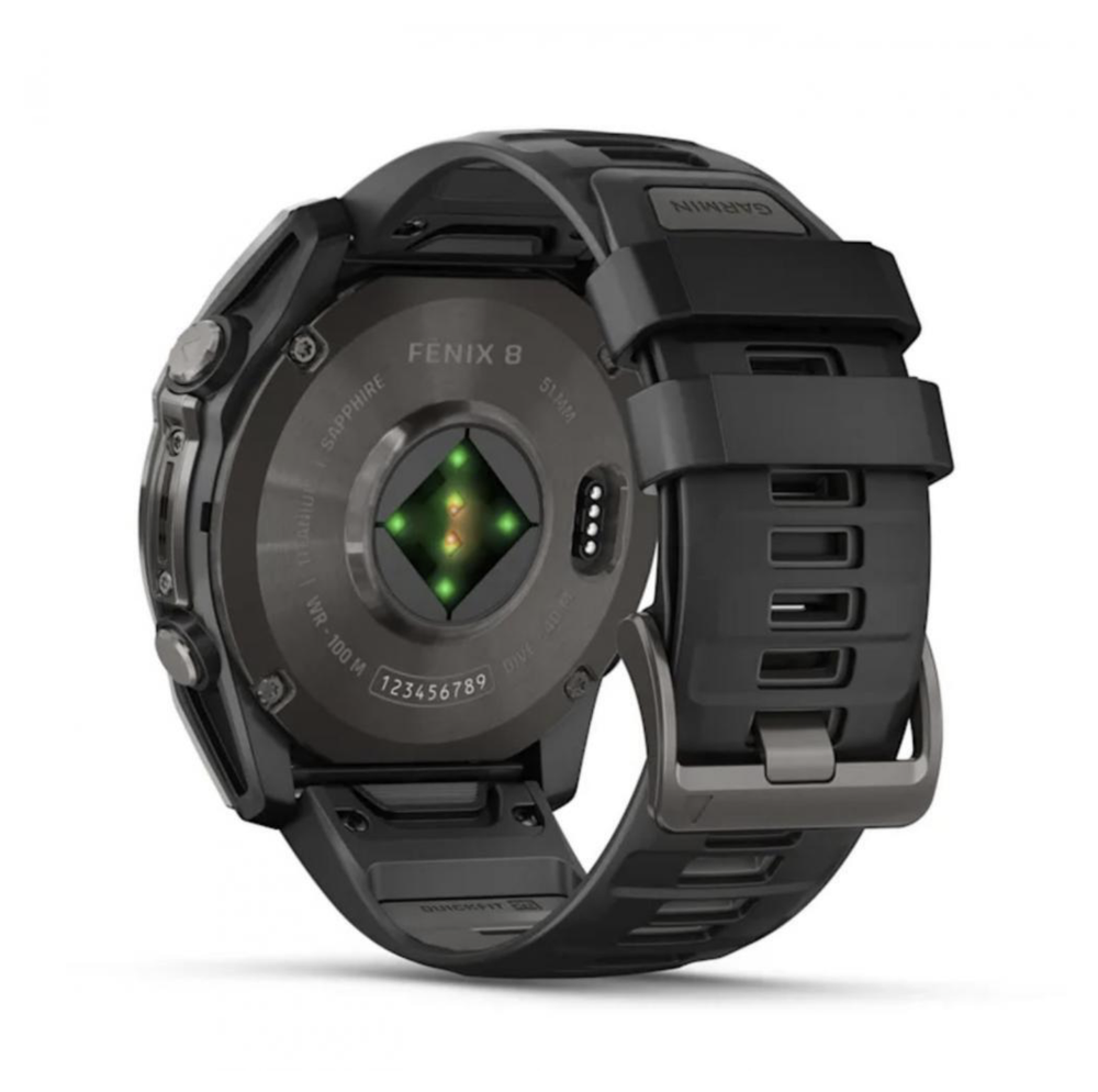 Умные часы Garmin Fenix 8 Amoled 51mm, Sapphire Lens, Carbon Gray DLC Titanium + Black Silicone Band