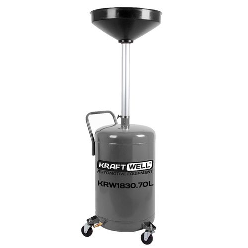 KraftWell (KRW1830.70L) Установка для слива масла/антифриза с круглой подъемной ванной, мобильная, объем 70 л