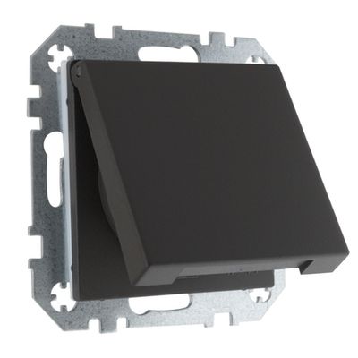 Розетка с заземлением с крышкой, 16А 250В IP44 LIREGUS RETRO IKL16-208-01.R/ON59 шоколад матовая