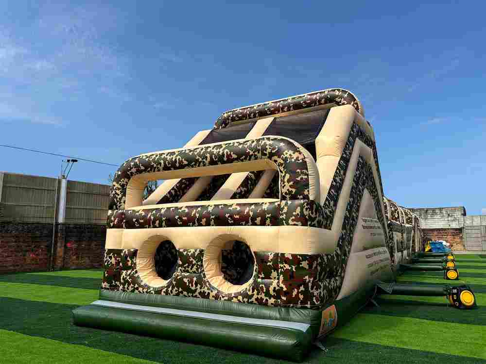 Надувная полоса препятствий «Патриот», 4 блока, 22х4х5 м