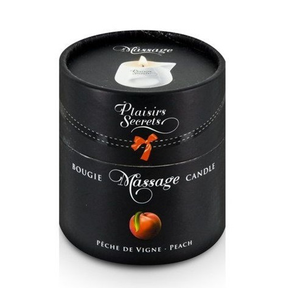 Массажная свеча с ароматом персика Plaisir Secret Bougie Massage Gourmande Pêche 80мл