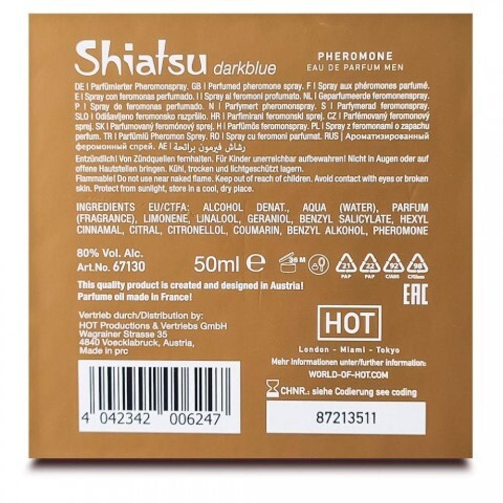 Духи с феромонами «Darkblue» Shiatsu мужские 50 мл.