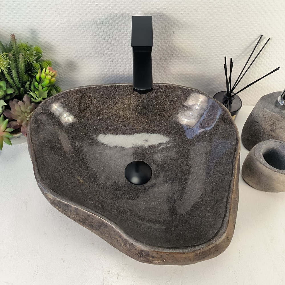 Каменная раковина из речного камня RS-05496 (46*40*15) 0861 из натурального камня